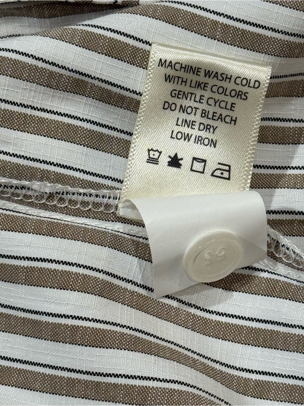 Max Studio London Beige and White Striped Maxi Shirt Dress Small - Picture 10 of 10